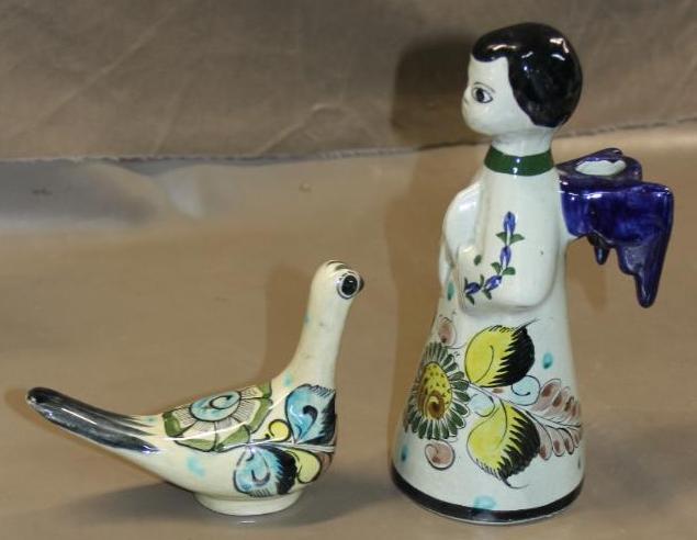 Artist-Made Mexican Ceramic Figures Signed by Cat Tonala