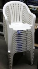 12 Stackable White Plastic Chairs