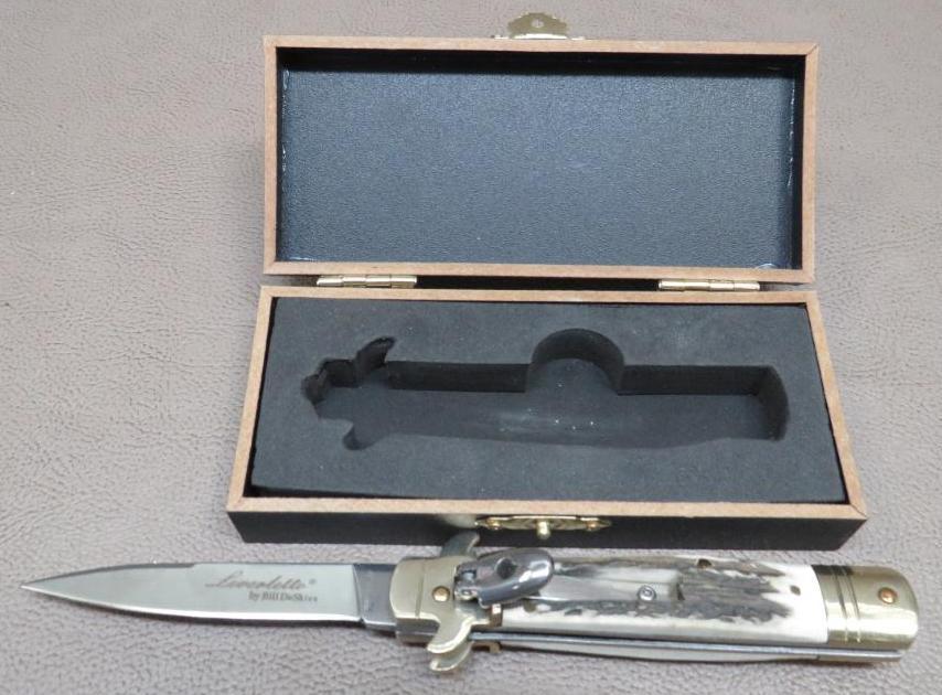 AKC Bill Deshivs Leveretto Pushbutton Automatic Knife