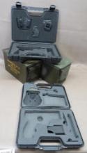 Two 50 Cal Ammo Cans and Two Pistol Cases