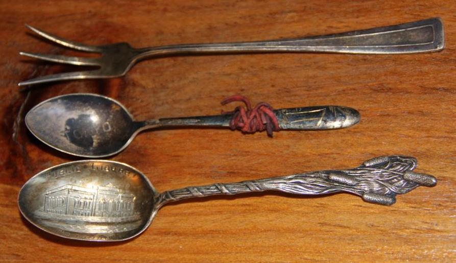 Sterling Souvenir Spoons and Cocktail Fork