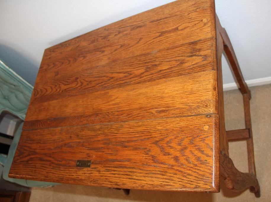 Antique Table and Blue Chair