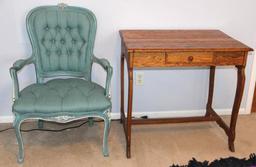 Antique Table and Blue Chair