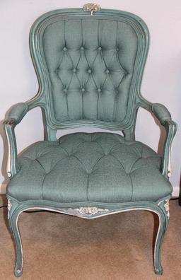 Antique Table and Blue Chair