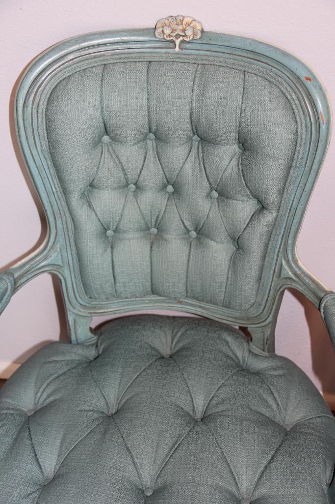 Antique Table and Blue Chair