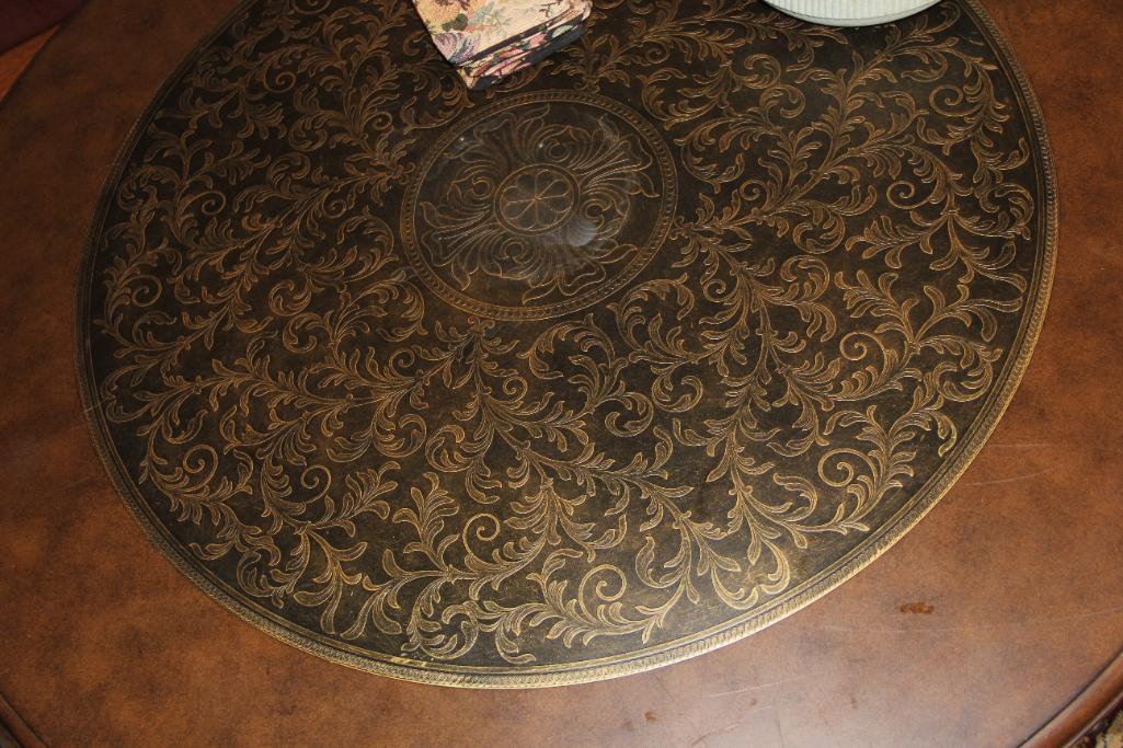 Round Coffee Table with Metal Base