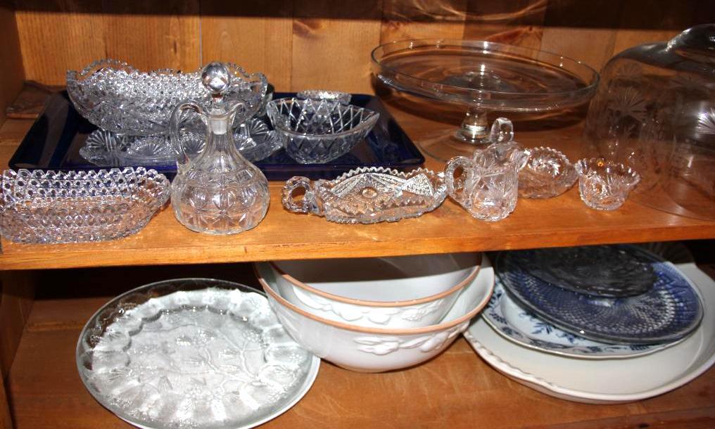 Collection of Cut Glass and Crystal, and Serving Plates