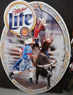 Miller Light Bull Riding Metal Sign