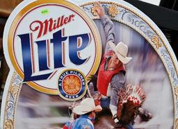 Miller Light Bull Riding Metal Sign