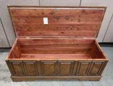 Lane Upholstered Top Cedar Lines Trunk