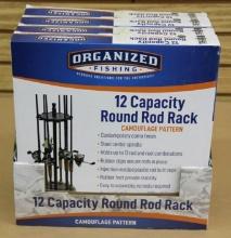 Case of 4 Organized Fishing Camo Round Rod Racks