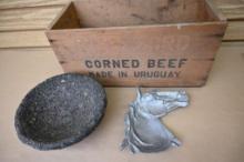 Hereford 15x7x7" Box & Horse Head Ash Tray