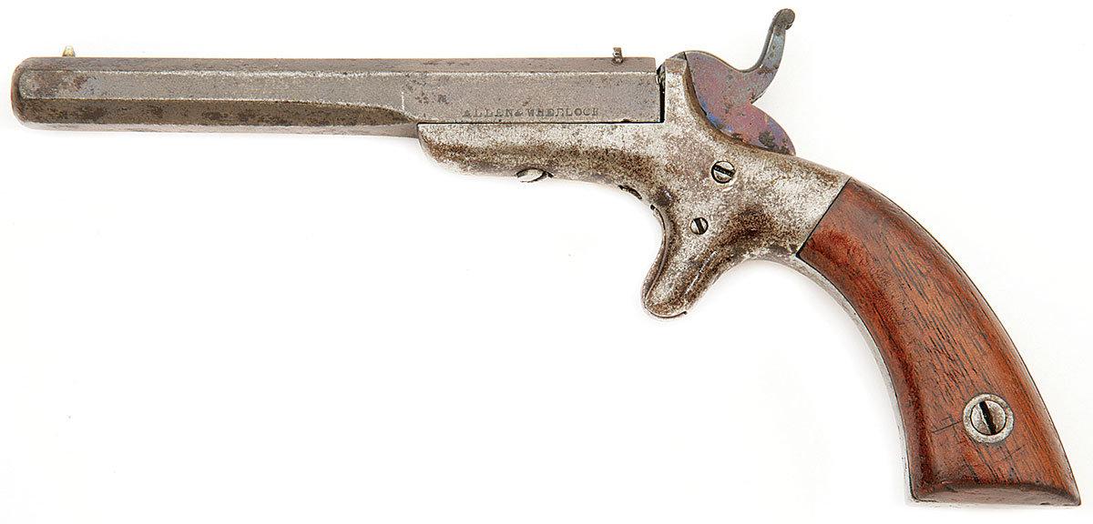 Rare Early Allen & Wheelock 22 Center Hammer Single Shot Pistol