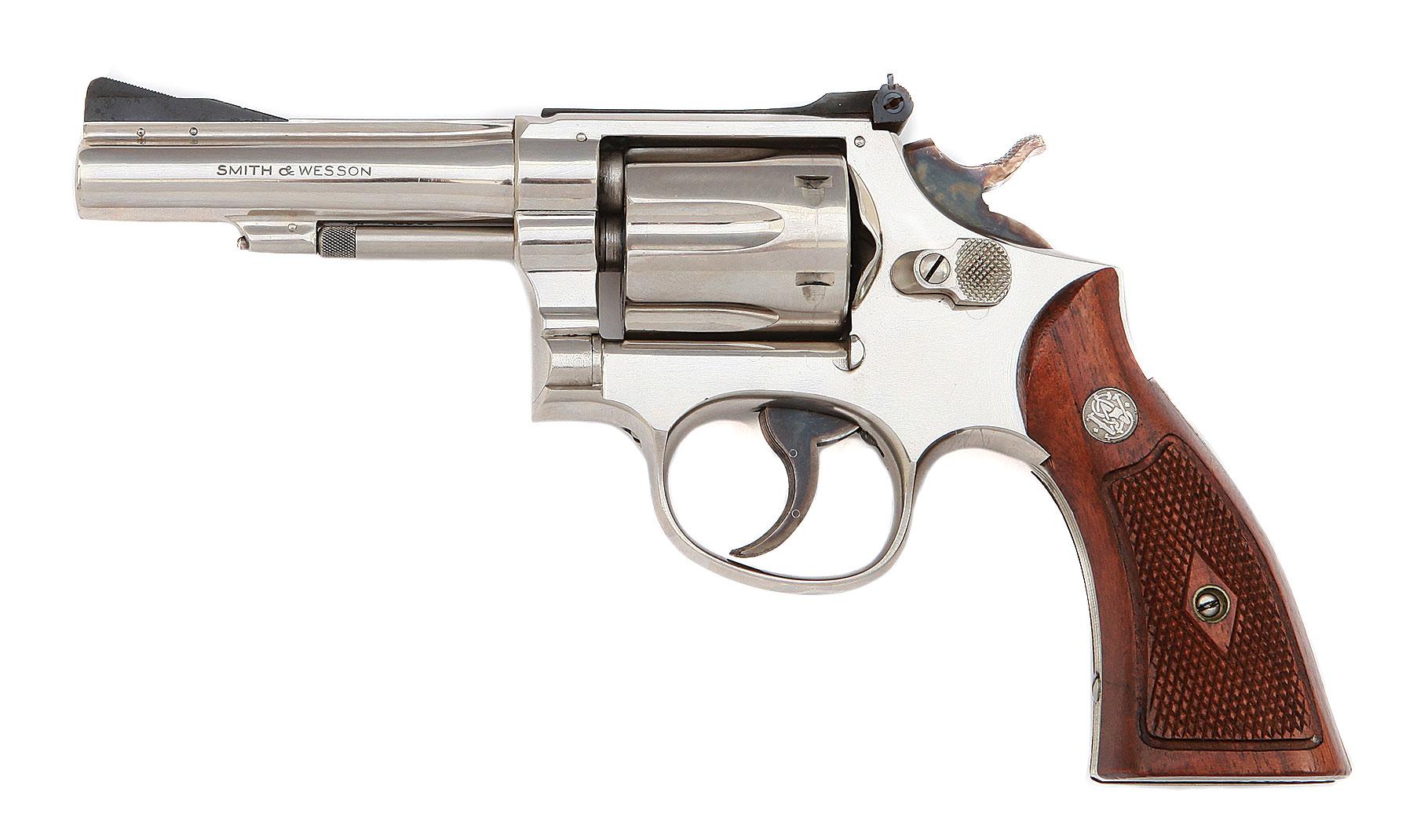 Scarce Nickel Smith & Wesson K-22 Combat Masterpiece Hand Ejector Revolver