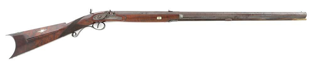 Wonderful Silver and Gold Mounted New York Percussion Sporting Rifle by Medbery of Rochester