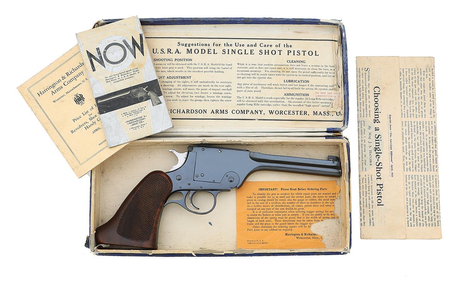 Harrington & Richardson U.S.R.A. Single Shot Pistol with Original Box