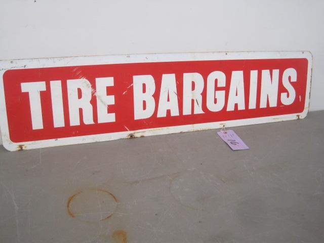 2-Sided Tin Painted Tire Bargains Sign