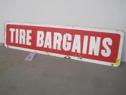 2-Sided Tin Painted Tire Bargains Sign