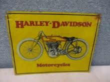 STAMPED TIN HARLEY DAVIDSON MOTORCYCLES SIGN