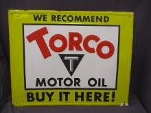 STAMPED TIN TORCO MOTOR OIL SIGN