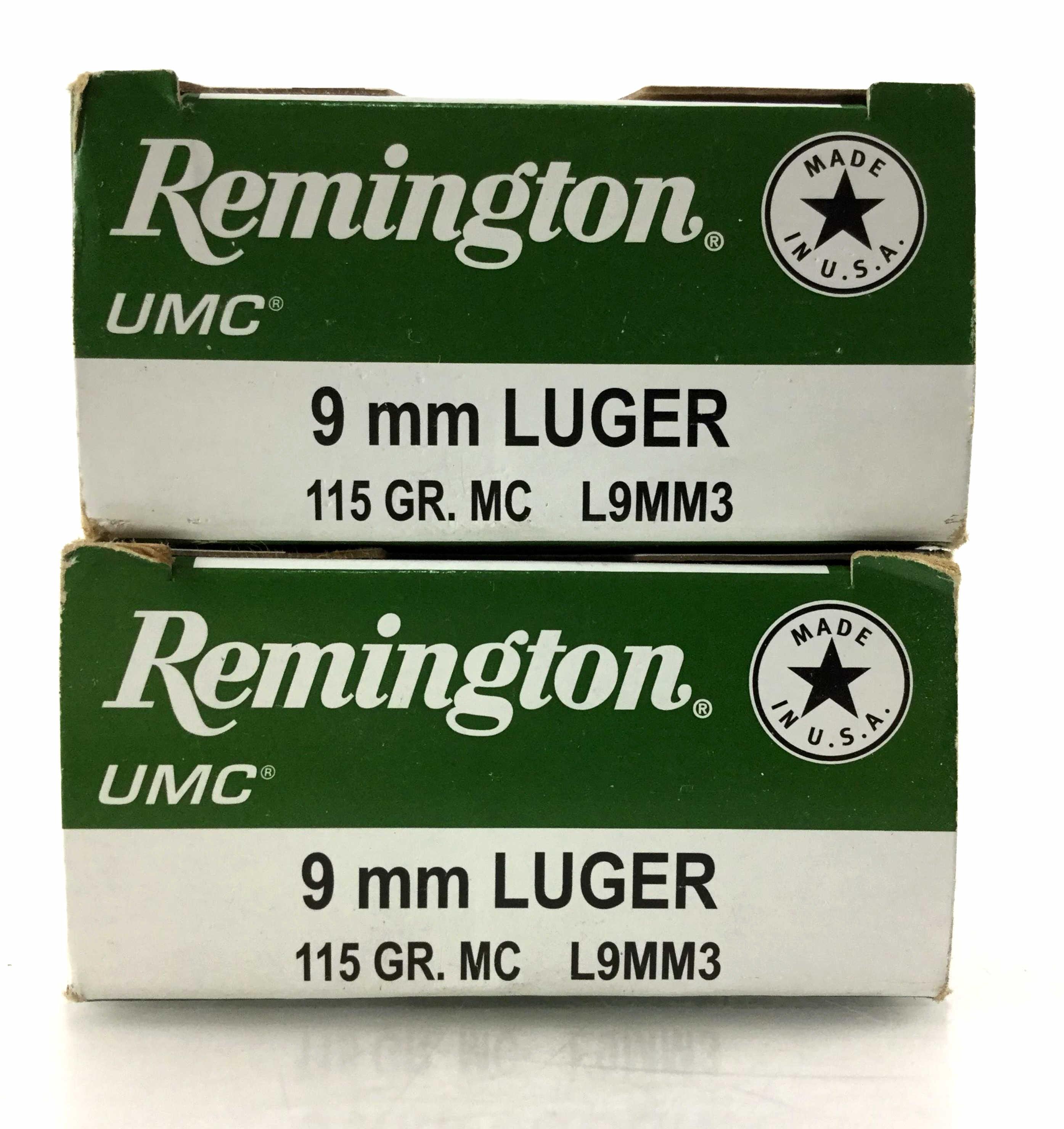 100 Rds. Remington 9mm Luger 115 Gr. Ammo