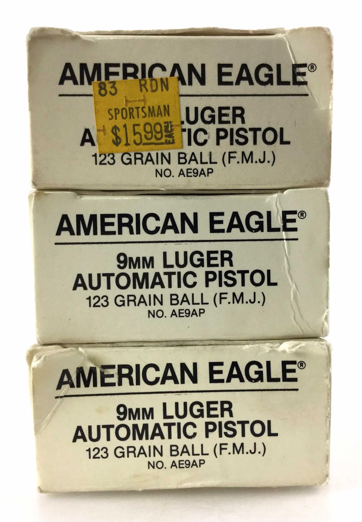 121 Rds. American Eagle 9mm Luger 123 Gr. Ammo