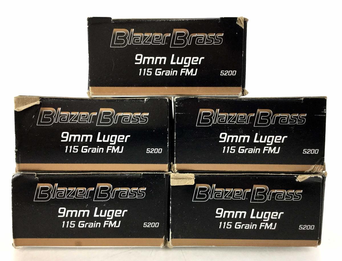 250 Rds. Blazer Brass 9mm 115 Gr. Ammo