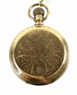 C.1887 Elgin 15j Pocket Watch 14k Gold Case