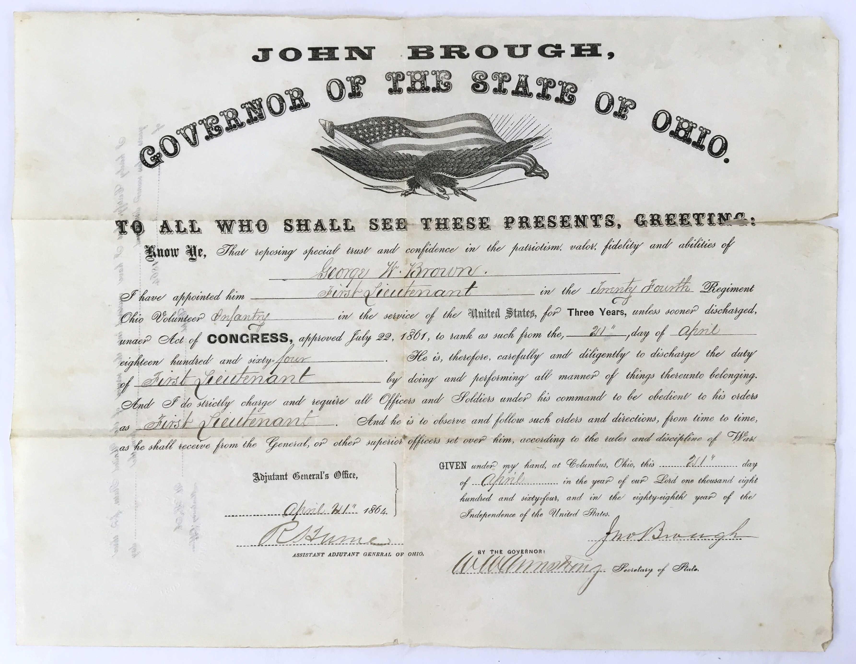 Civil War Officers Commission Document