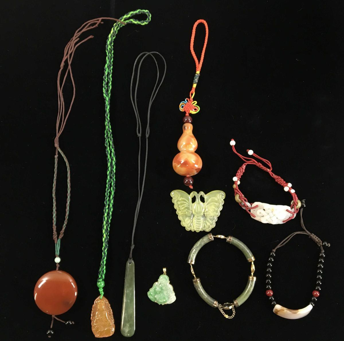 Jade & Carved Stone Pendants, Bracelets