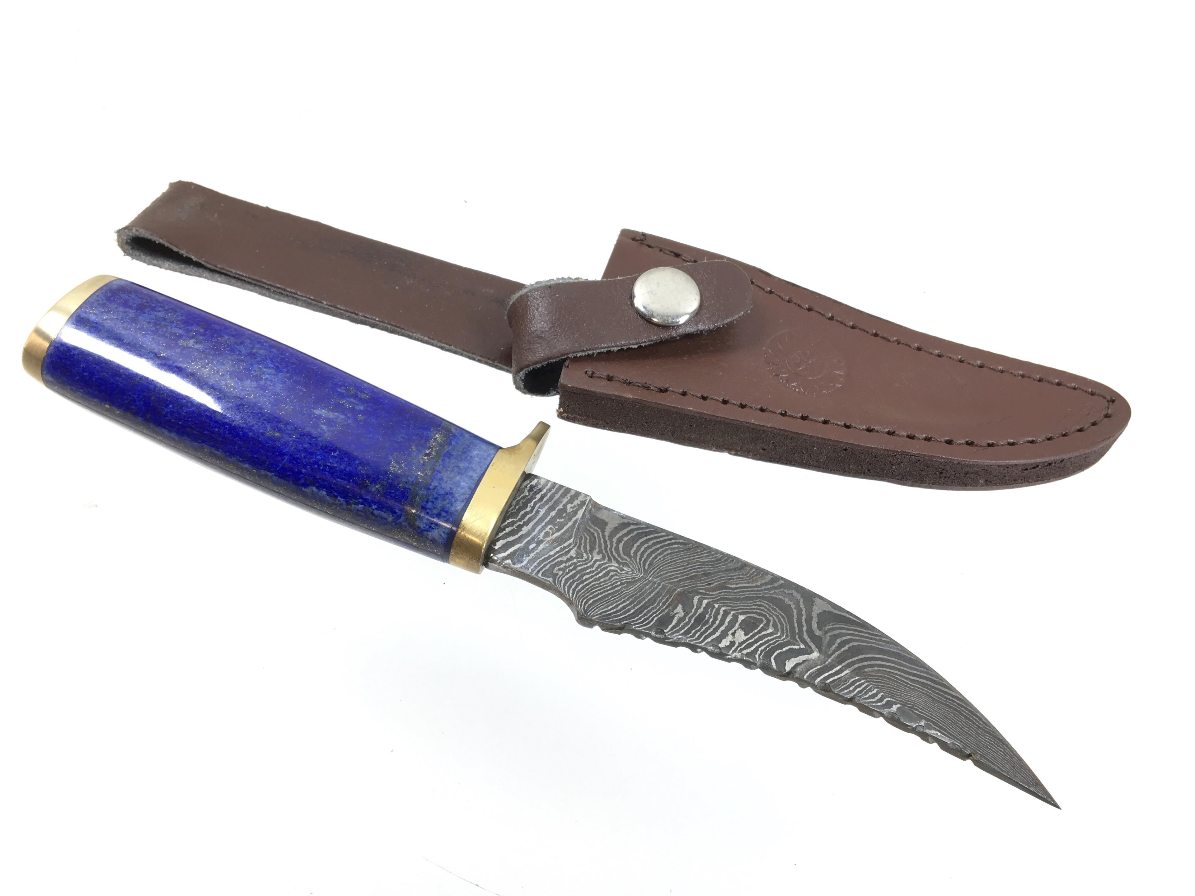 Fixed Blade Damascus Steel Knife & Sheath