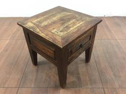 Vintage Rustic Oak End Table