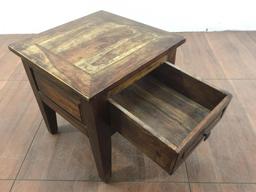 Vintage Rustic Oak End Table