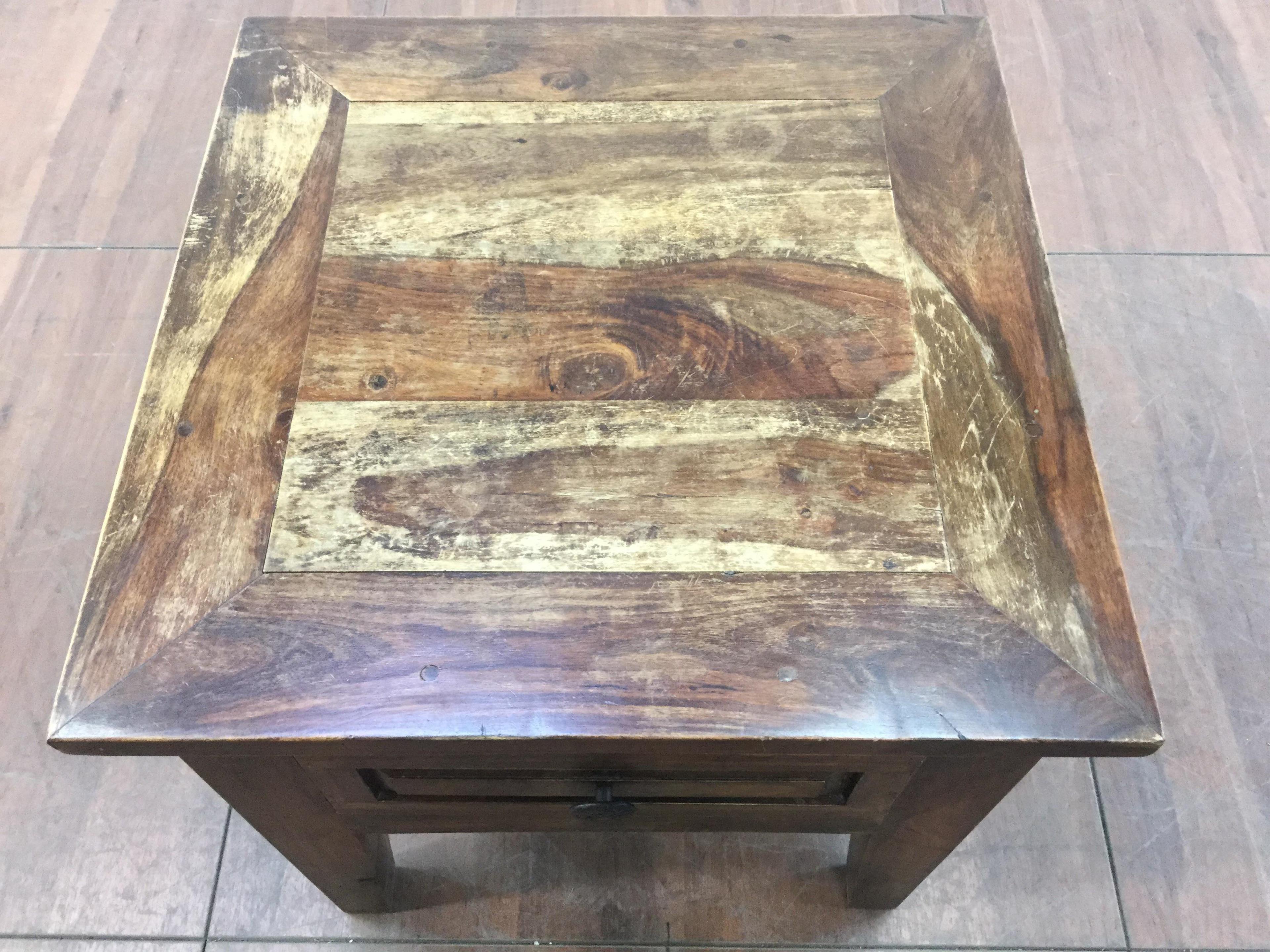 Vintage Rustic Oak End Table