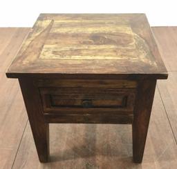 Vintage Rustic Oak End Table