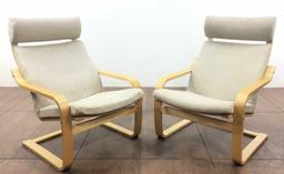 Pair Bentwood Modernist Lounge Chairs