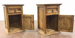 Pair Of Rustic Mexican Mesquite Commode Cabinets