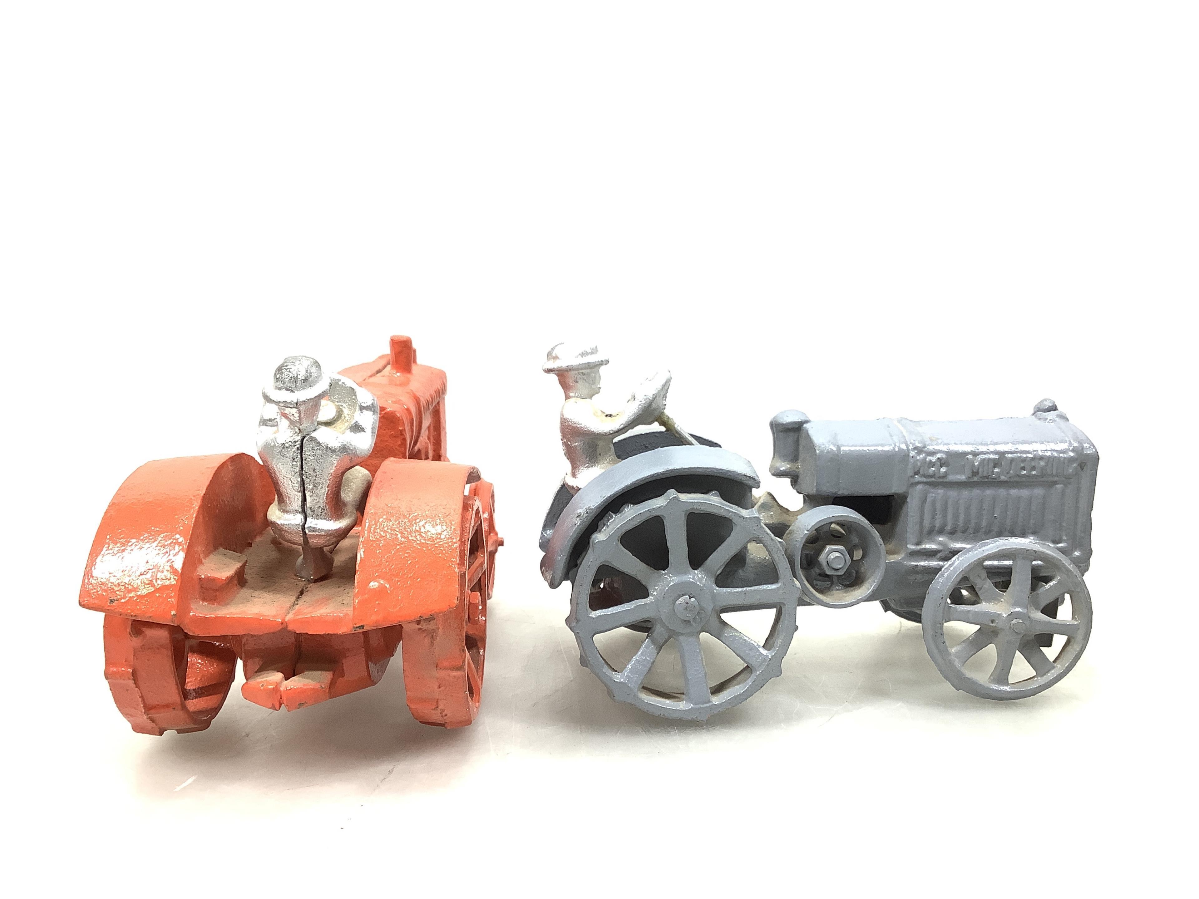 (4 Pc) Vintage Cast Iron Farm & Motorcycle Toys