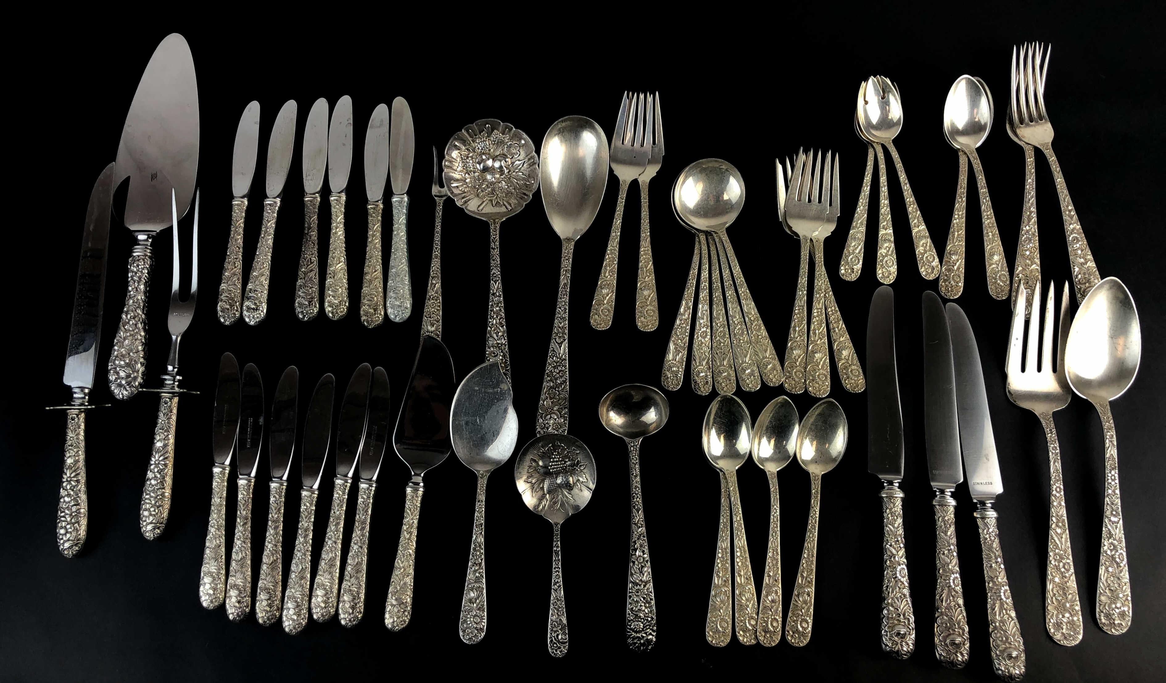 96pc. Repouse Sterling Flatware Set By Kirk & Son