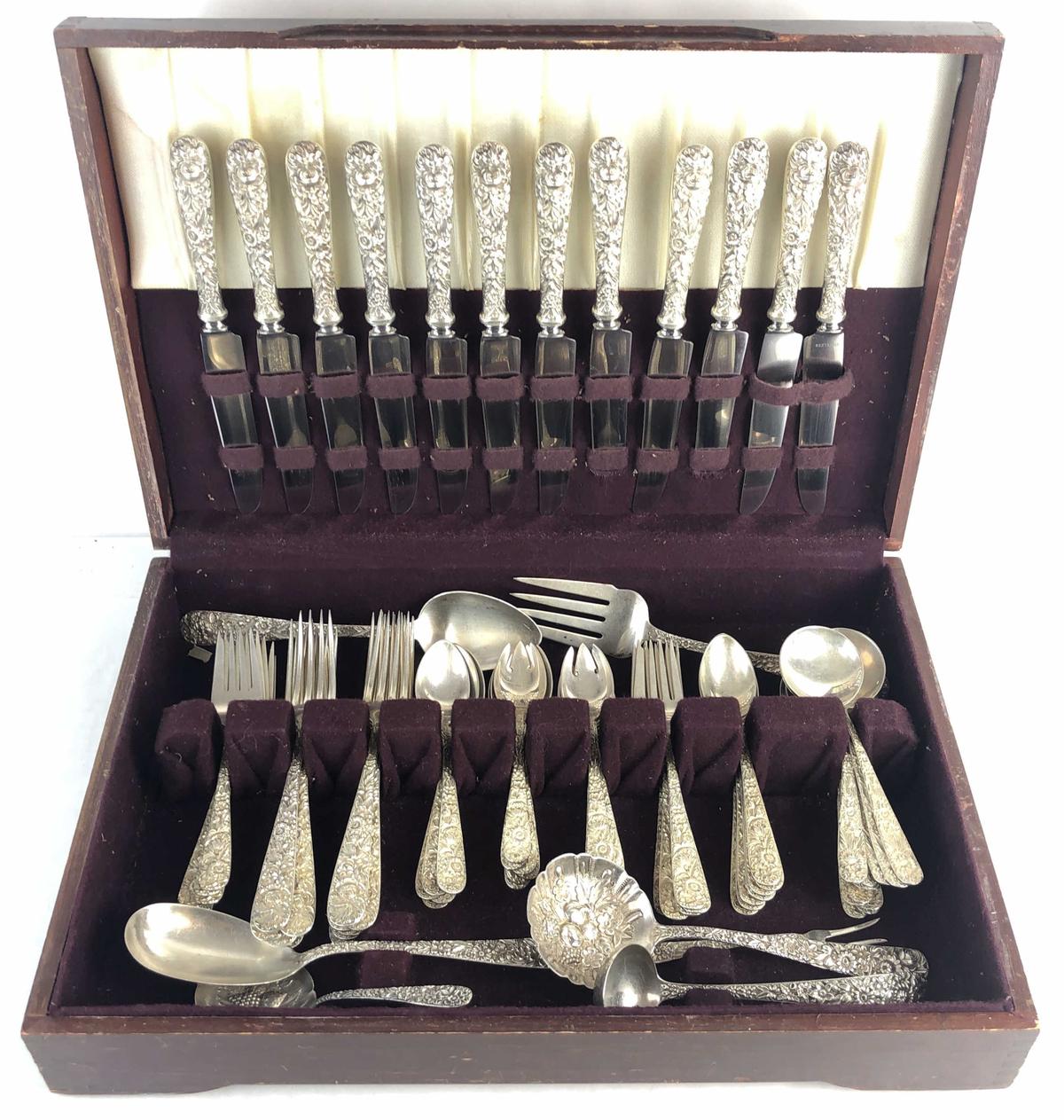 96pc. Repouse Sterling Flatware Set By Kirk & Son