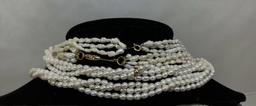 (4pc) 14k & Pearl Necklaces & Black Onyx Bracelet